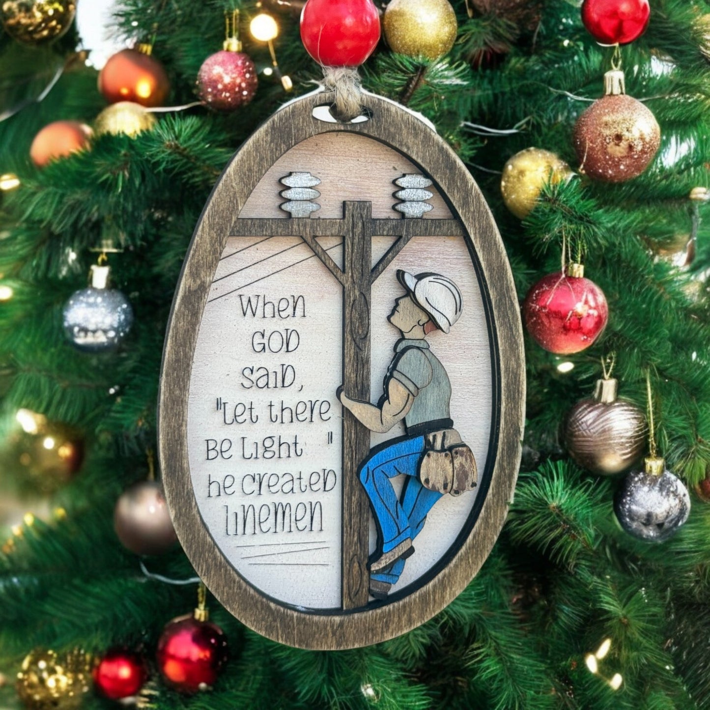 Let There Be Light- Linemen Ornament