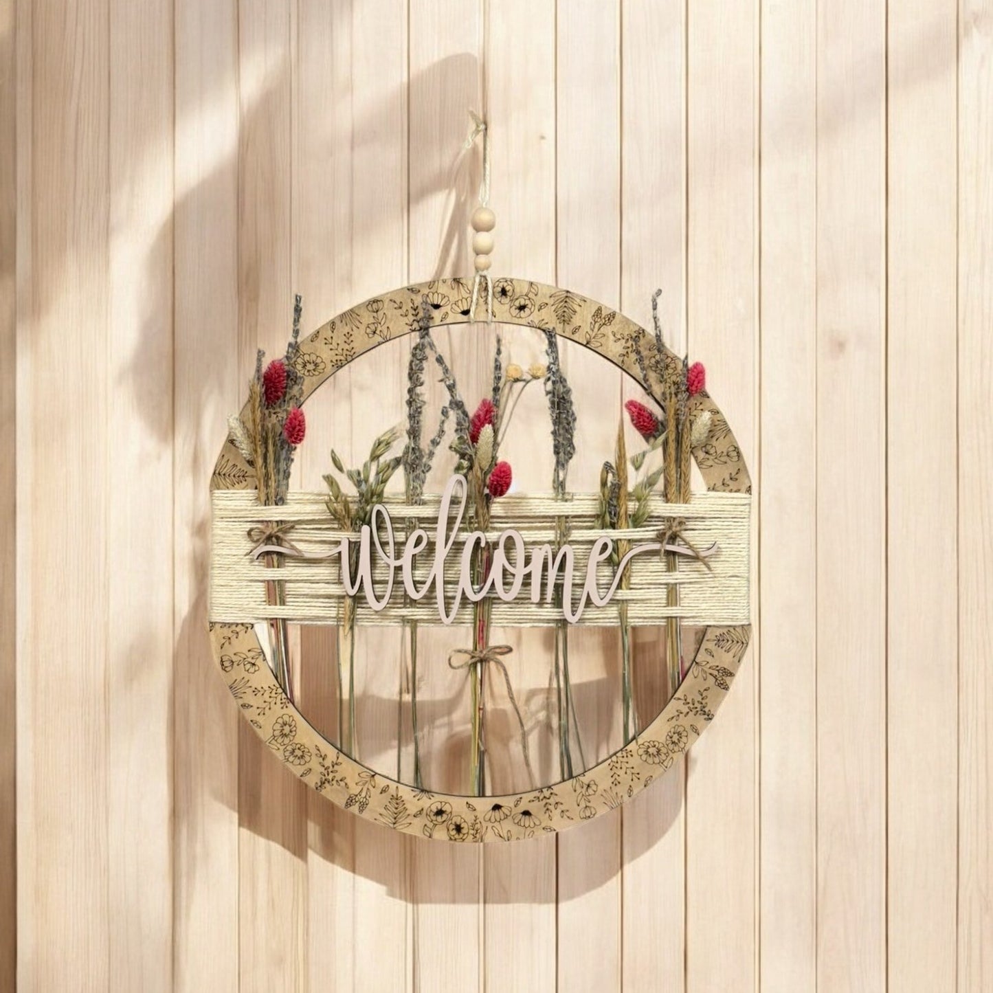 Welcome Door hanger with dried Wild Flowers