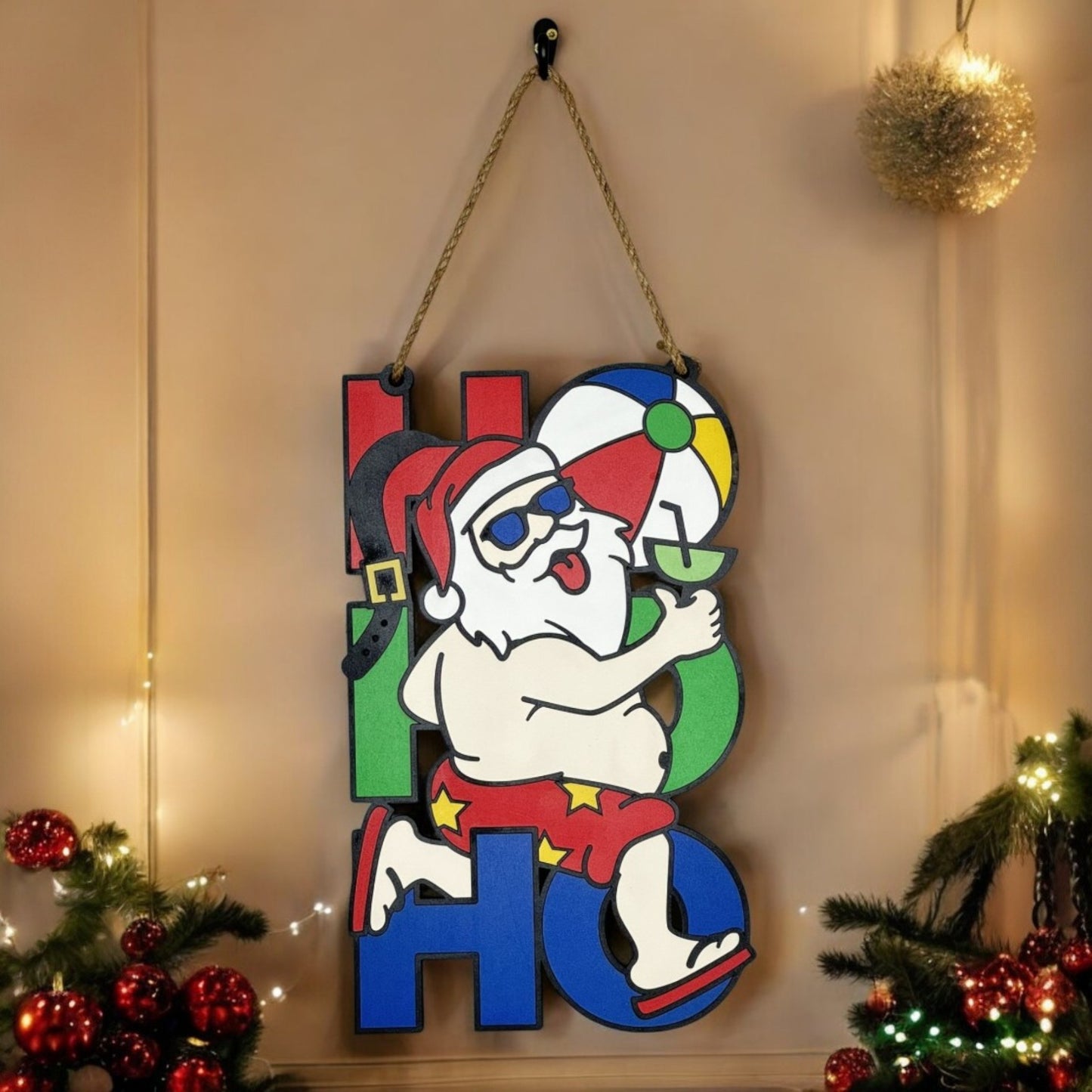 HOHOHO Beach Santa Door Hanger