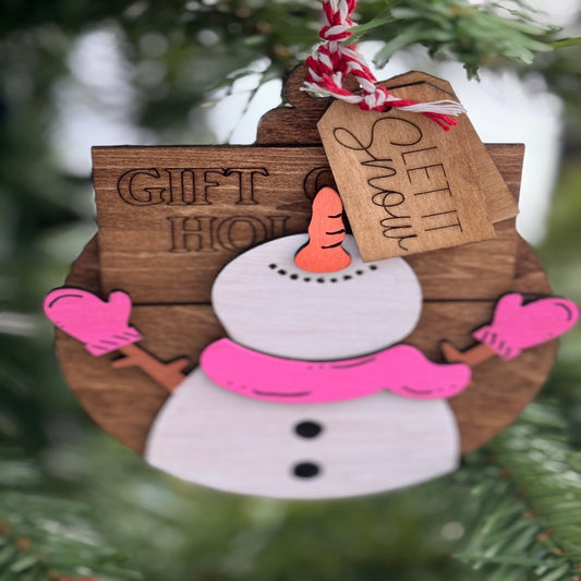 Snowman gift card ornament