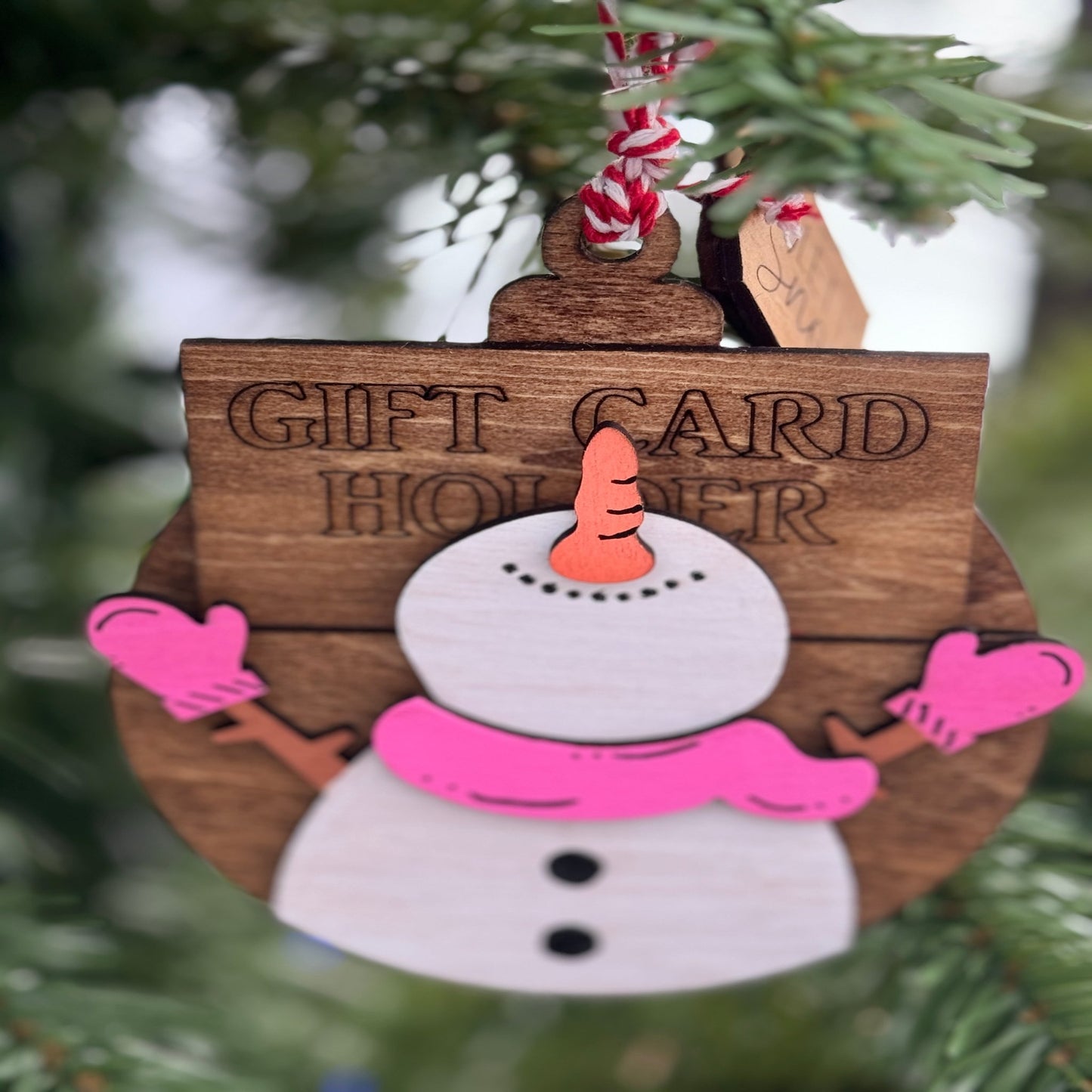 Snowman gift card ornament