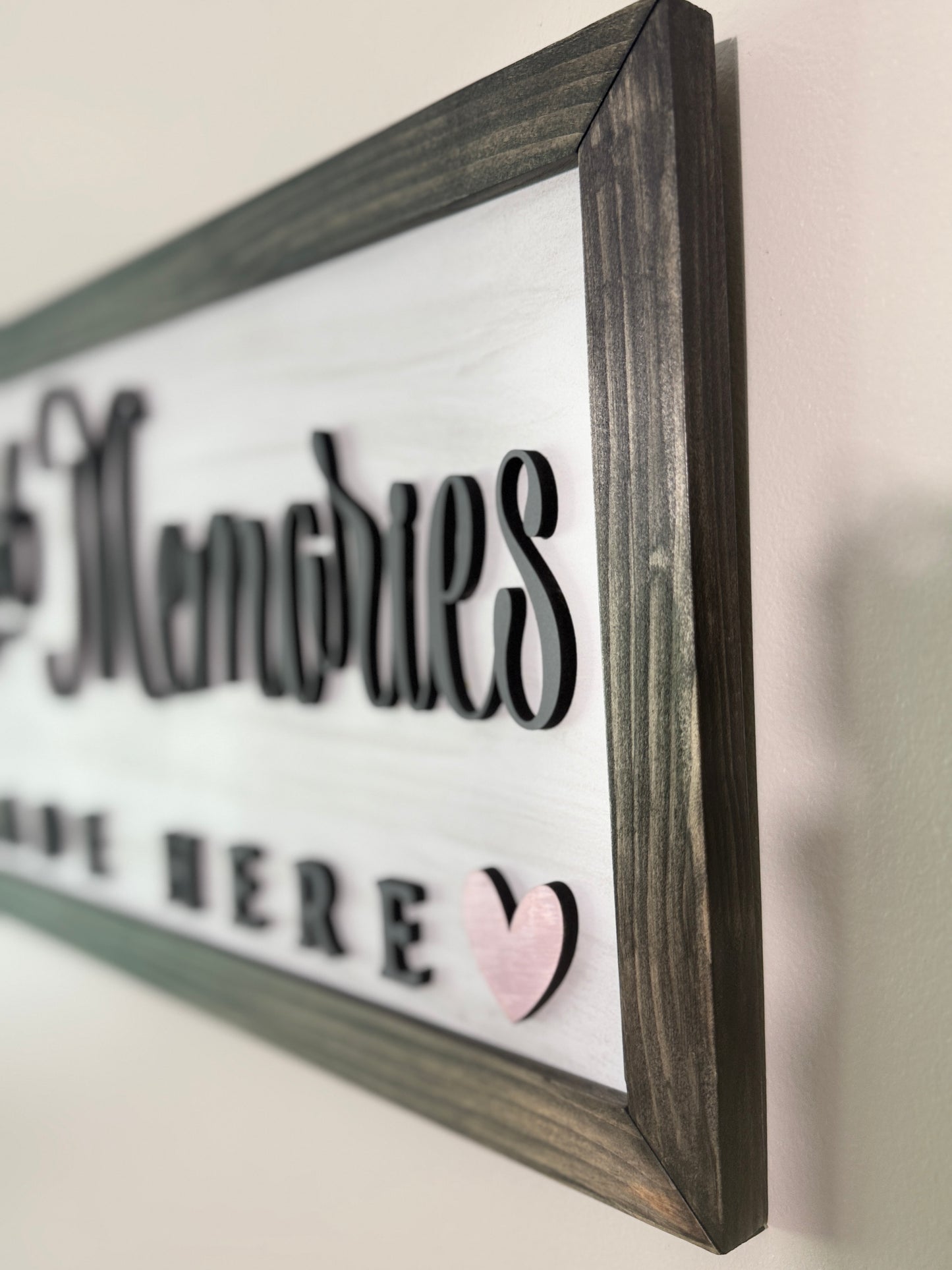 "Meals and Memories Are Made Here" – Handcrafted Framed Kitchen Wall Sign (27.5" x 10.5")