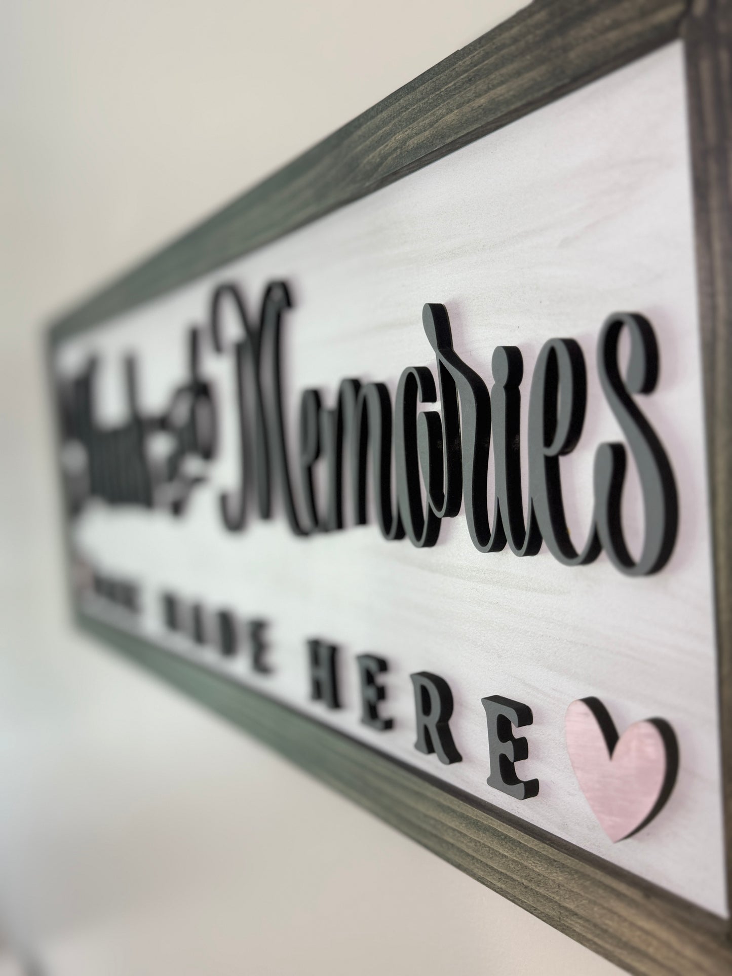 "Meals and Memories Are Made Here" – Handcrafted Framed Kitchen Wall Sign (27.5" x 10.5")