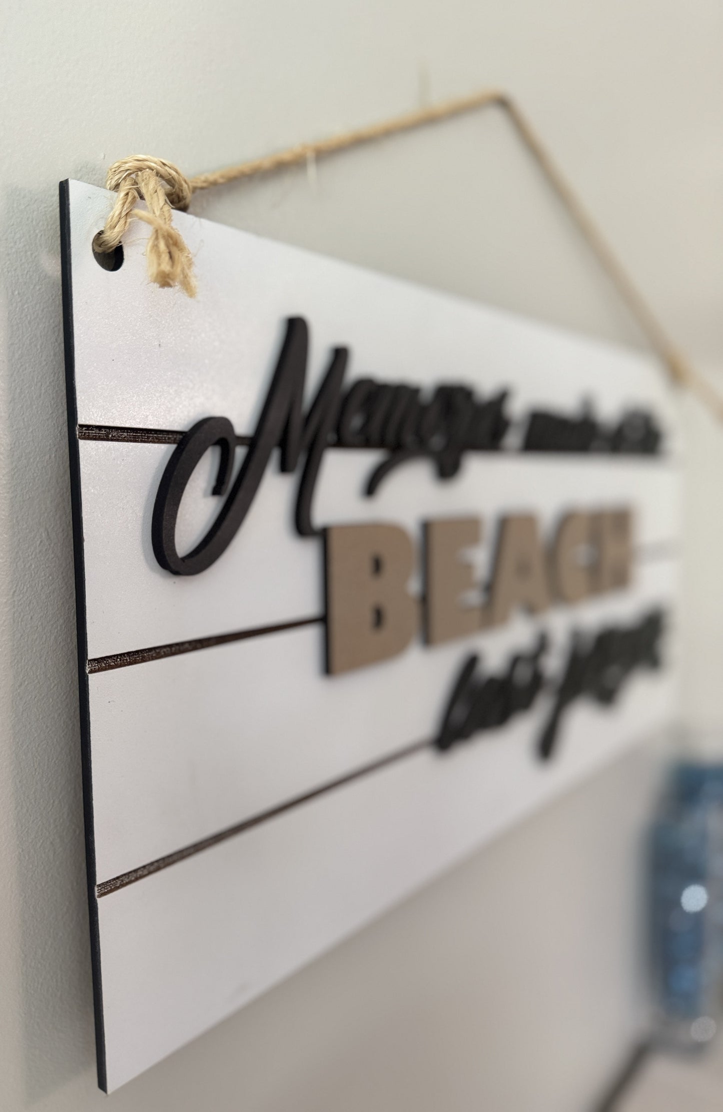 "Memories Made at the Beach Last Forever" – Handmade Laser-Cut Wall Sign (24" x 12")