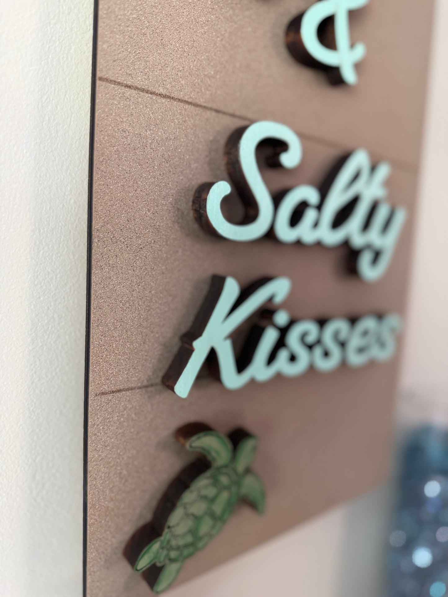 "Sandy Toes & Salty Kisses" – Handmade Coastal Wall Sign (24" x 10")