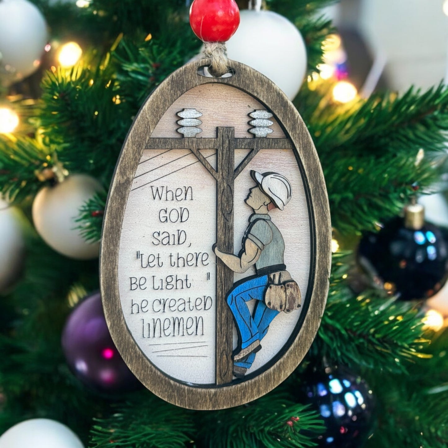 Let There Be Light- Linemen Ornament