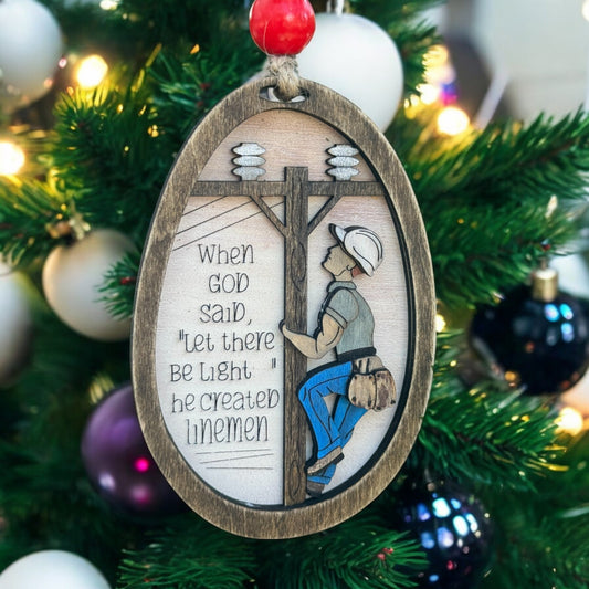 Let There Be Light- Linemen Ornament