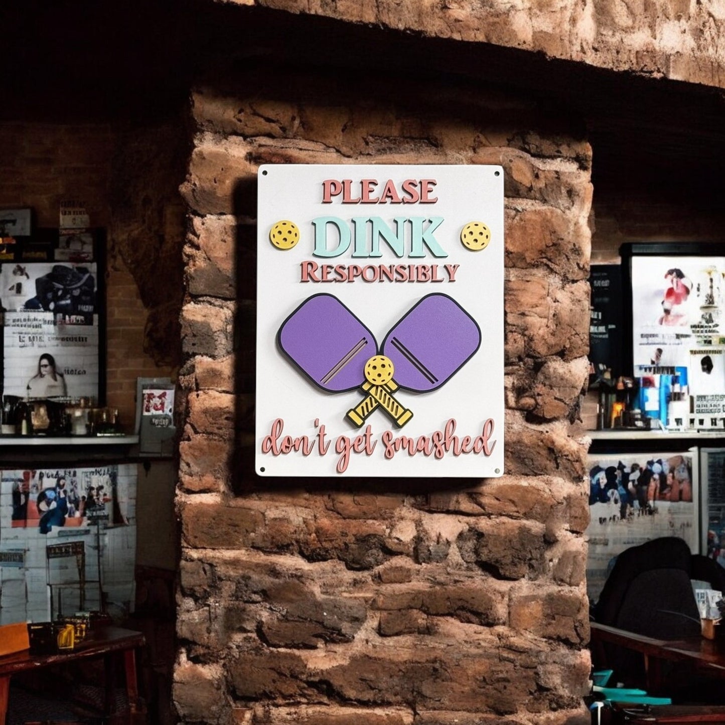 Please Dink Responsibly Pickleball Sign – Funny Wall Decor for Game Room or Home Gym