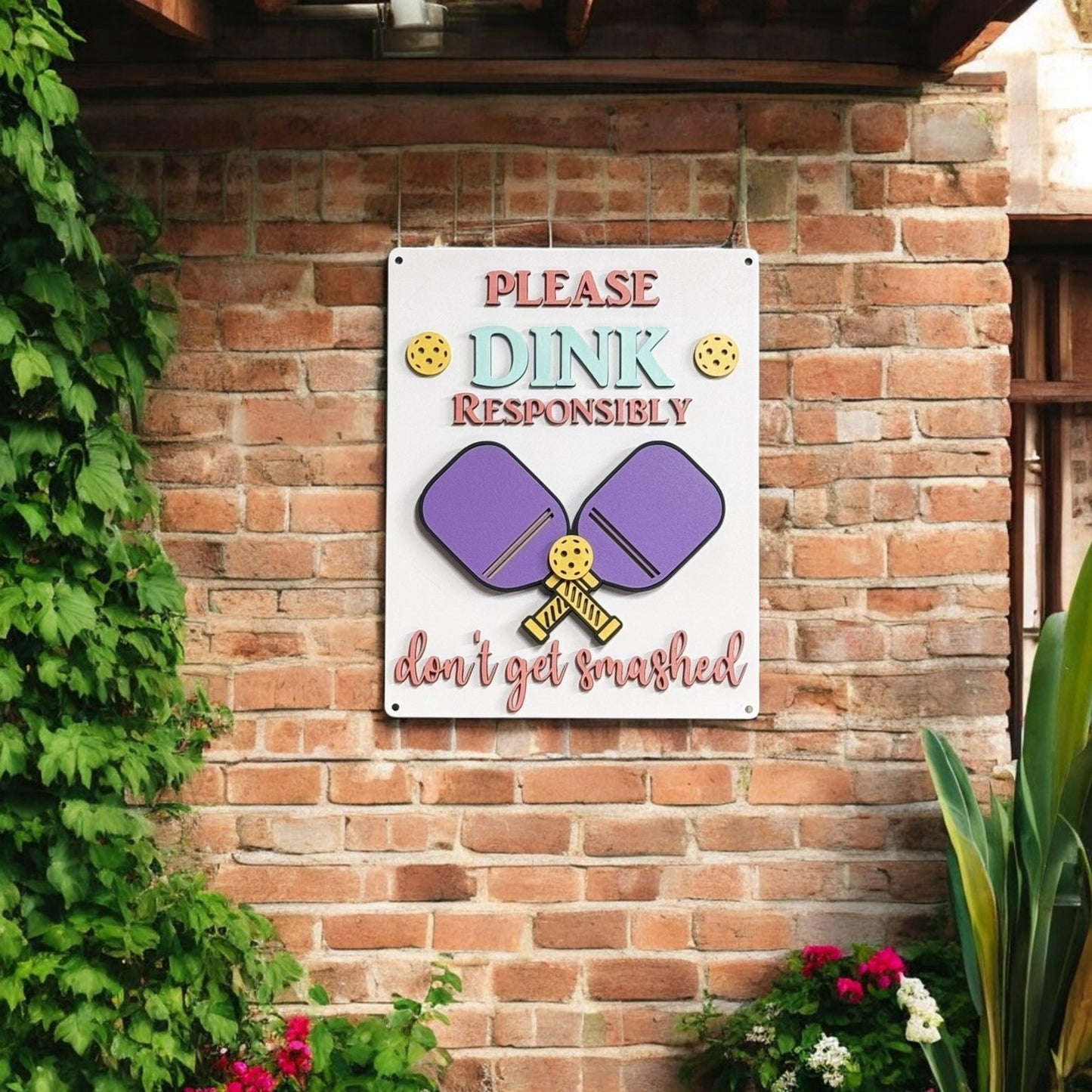 Please Dink Responsibly Pickleball Sign – Funny Wall Decor for Game Room or Home Gym